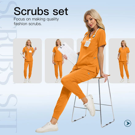 42118 in Stock Heavy Jogger Pants Scrubs Uniforms Suits for Women Nurse Scrub Quick-dry Medical Scrubs OEM/ODM Doctor Uniform