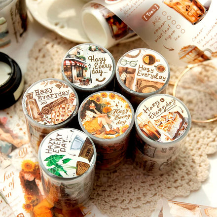 1Roll PET Tape Misty Everyday Series Matte Life Theme Handbook DIY Recycled Stickers