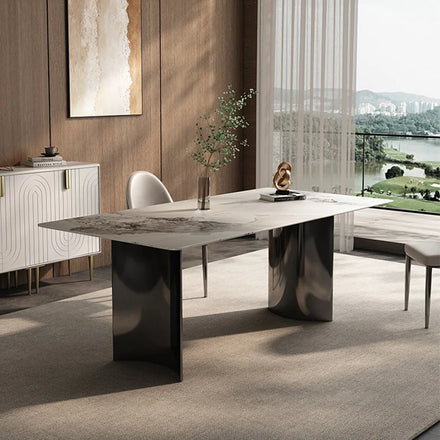 Custom Modern Design Dining Table with Marble Luxury 6 Seats for Home Furniture and Dining Room Tabletop Set