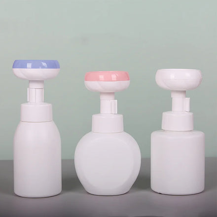 New Design 300ml/350ml Plastic Facial Cleanser Bottle Flower Shape Foam Pump for Shampoo Lotion Skin Care Serum