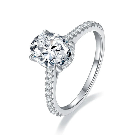Women's Fashion Jewelry Classic GRA Certified Moissanite Engagement 925 Silver Rhodium Plated Prong Setting Rings