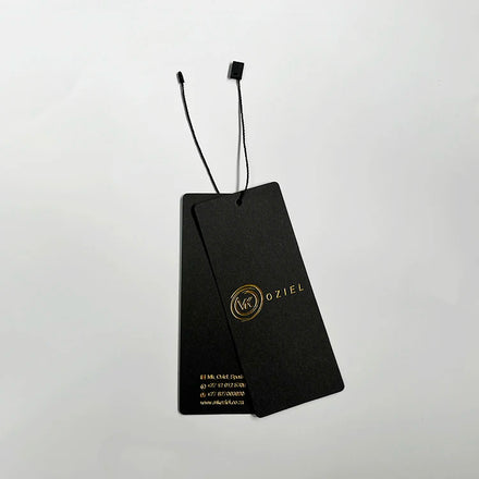 2025 Hot Sale Luxury Custom Eco-friendly Garment Labels Gold Stamping Own logo Clothes hang Tags