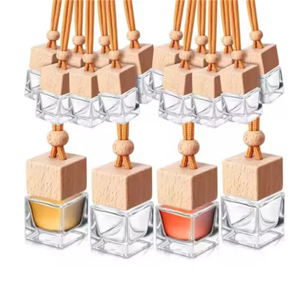 CAPOT Luxury Empty Refillable Glass Aromatherapy Essential Oil Diffuser Square Shape Hanging Autos Screw Cap Seal