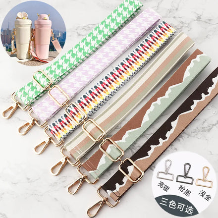 Water Bottle Carrier Bag Water Bottle Sling Bag with Adjustable Shoulder Strap Crossbody Nylon Webbing Woven Handle Strap