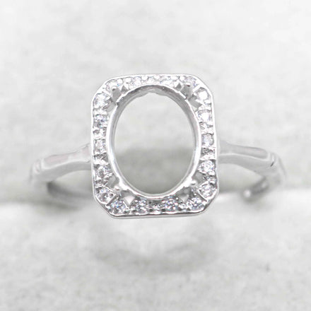 Sterling Silver 7*9mm Semi Mount Ring Empty Frame Blank Support Claw Setting S925 Base Holder Without Center Stone for DIY Inlay