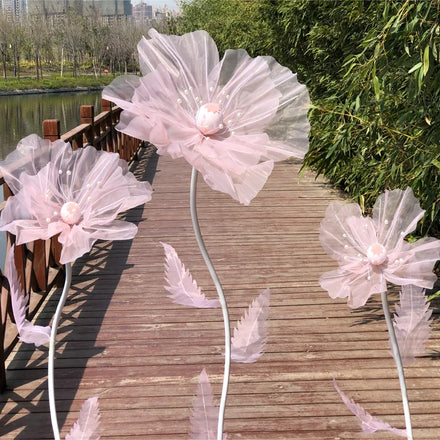 EG-TG006 Indoor and Outdoor Handmade Silk Artificial Simulation Large Organza Flowers for Wedding and Christmas Decoration