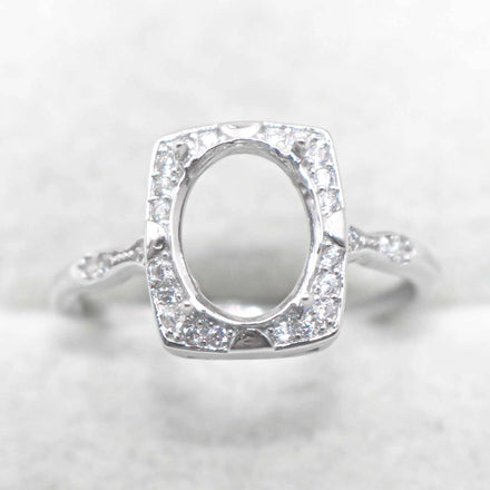 Sterling Silver 7*9mm Semi Mount Ring Empty Frame Blank Support Claw Setting S925 Base Holder Without Center Stone for DIY Inlay