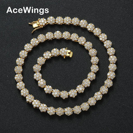 BC236 8MM Women Flower Shape Tennis Chain Brass CZ Necklace for Gift