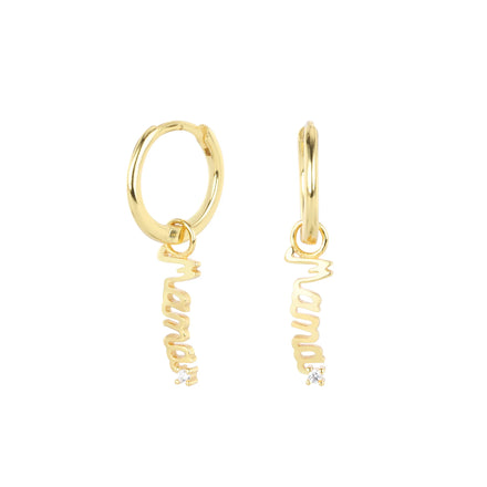 Fine 925 Silver Earrings Jewelry Gold Plated Sterling Silver Mama Earrings Plain Hoop Earrings Mother's Day Jewelry Gift Women
