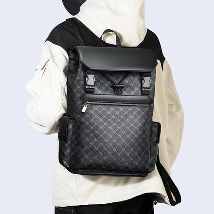 New Check Pattern Backpacks Male Leather Bags Outdoor Travel Laptop Bags Large Capacity School Backpack