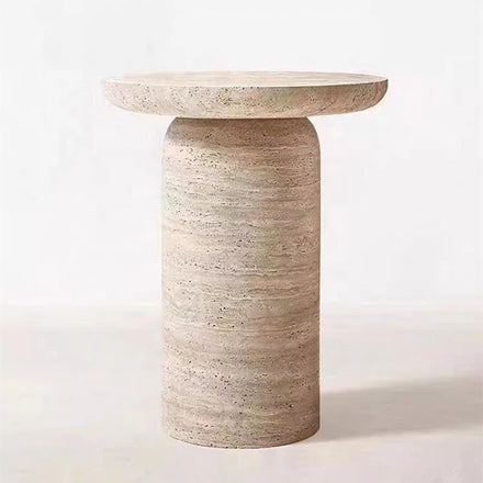 Luxury Small Round Table Living Room Chairs Minimalist Center Table Travertine Marble Base Side Table
