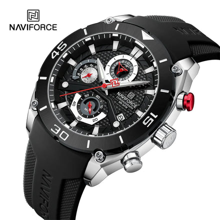 NAVIFORCE 8038 SBB Factory Wholesale Cheap Silicone Band Quartz Wrist Watches for Men Big Dial Small Three Needle Waterproof