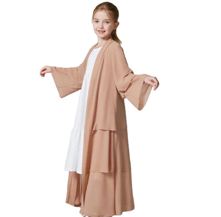 Eid Ramadan Chiffon Summer Dress Customized Islamic Clothing Oversized Kids Dress Daily Wear Robe Muslim Dress