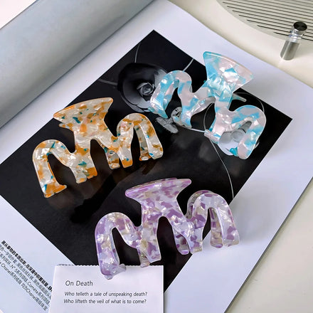 YHJ Wave Design Fashion Acetate Clip Square Hair Claw Clips Retro Hollow Out Girls Acetate Hair Claw Clip for Women