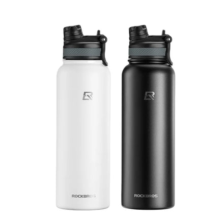 ROCKBROS Custom Sports Water Bottle Large Capacity Stainless Steel 304 Dual Nozzle for Bicycle Use
