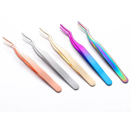 Wholesale Professional Eyelash Tweezers Custom Makeup Tools Stainless Steel Lashes Tweezers