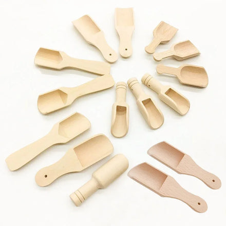 Different Style Custom Logo Candy Bath Salt Wood Scoop Tea Coffee Bean Natural Washing Powder Wooden Spoon