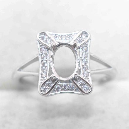 Sterling Silver 5*7mm Semi Mount Ring Empty Frame Blank Support Claw Setting S925 Base Holder Without Center Stone for DIY Inlay