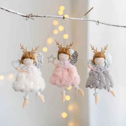 2024 Christmas Decorations Creative New Products Christmas Plush Antlers Angel Girl Pendants Christmas Tree Pendant Decorations