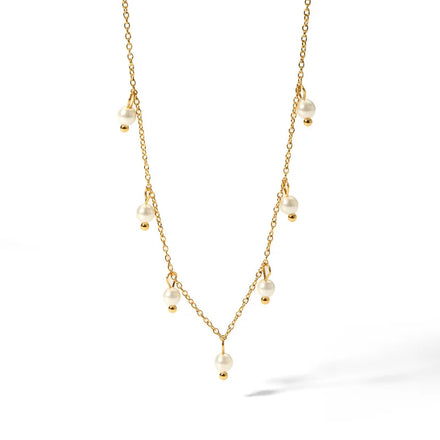 Ins Elegant Stainless Steel Chain Pearl Tassel Choker Necklace Fashion Mini Pearl Pendent Necklace for Women Girls