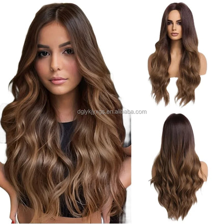 WL07 Small Area Lace Body Wave Synthetic Lace Wigs Lace Front Wigs Ombre Brown Mixed Blonde Water Wave Wig Women Hair