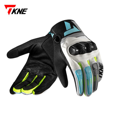 TKNE Wholesale TPR Anti Drop Motorcycle Racing Gloves Carbon Fiber Summer Full Finger Motorbike Riding Gloves Leather