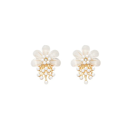 Elegant Style Pearl Earrings Flower Pattern Women's Fashion Acrylic Jewelry