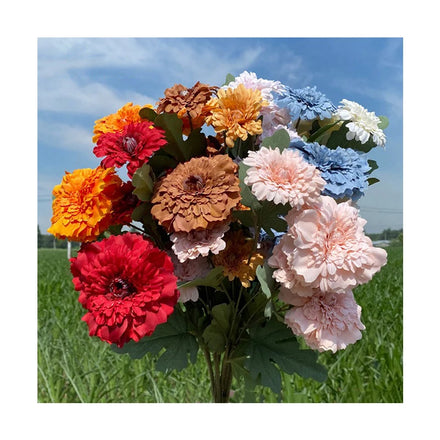New 6 Head Artificial Gerbera Flowers Chrysanthemum Arrangements Flower Bouquet for Wedding Decoration