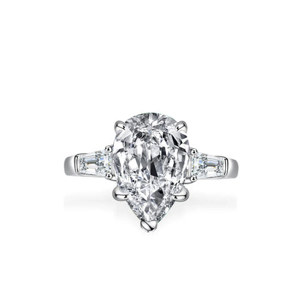 New Luxurious Bridal S925 Sterling Silver Gold Plated Engagement Ring Elegant Brilliant Cut 4Ct Lab Grown Diamonds