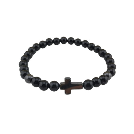Wholesale Black Onyx 6 mm Beaded Cross Bracelets for Women Men Stretch Bracelets Daily Wear Party Fine Jewelry Gift