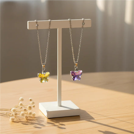 Wholesale Colorful Butterfly Shaped Crystal Necklace for Girl Gift Elegant AB Color Necklace Fashion Pendant Jewelry Accessories