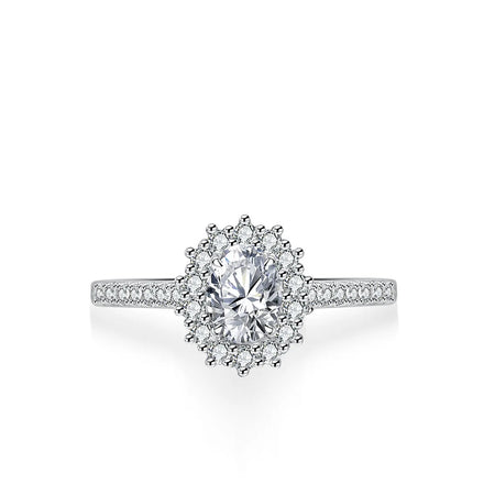 Fengzuan New Year's Wedding Ring S925 Sterling Silver Moissanite Diamond Oval Cut 1ct Classic Style Gold Anniversary