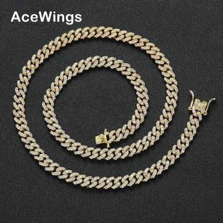 BC237 6MM Brass CZ Cuban Chain Necklace for Men and Women Fashion Jewelry