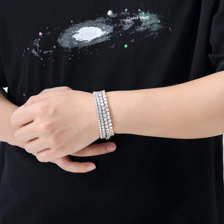 Sparkling Iced Out Tennis Bracelet: Gold Plated Prong Pave AAA Cubic Zircon Spring Clasp Tennis Bangles 3mm 4mm 5mm