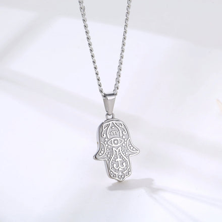 Wholesale Fashion 18K PVD Gold Plated Stainless Steel Jewelry Fatima Hamsa Hand Palm Pendant Charms Chain Non Tarnish Necklace