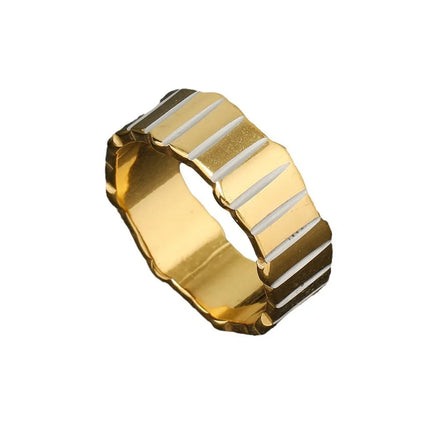 YK New Personalized Stainless Steel Ring Fashionable Wave Edge Irregular Patterned Line Fine Jewelry Rings Wholesale