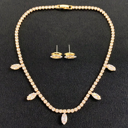 Fashion Jewelry Sets Classic Style Gold Plated Diamond Necklace and Earring Set Fashion Jewelry Sets for Women