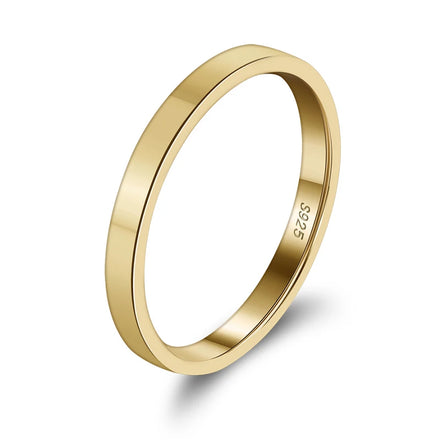 RINNTIN 2mm 925 Sterling Silver Ring Gold/ Silver Color Simple Female Thin Ring Wedding Jewelry Gift