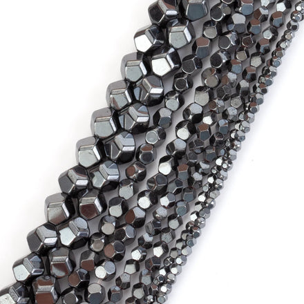 AsVrai U Natural AA+ Black Hematite Stone 8 Face Faceted Loose Spacer Beads for Jewelry Making Bracelet Handmade 15''