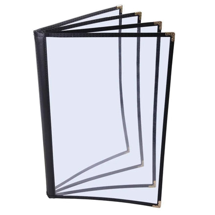 8.5 X 11 Inch - Book Style Menu Holders for Bar Transparent Clear Menu Covers with 4 Page 8 View (6 Packs) Menu Folders