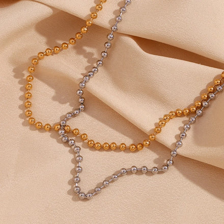Stainless Steel Bead Necklace Waterproof Gold Plated Jewelry Anti Tarnish Chain Necklace Choker