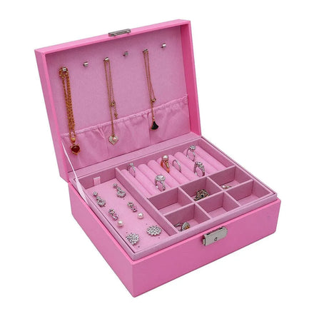Factory Custom Two Layers Display Large Faux Leather Jewelry Organizer Storage Case for Earrings Bracelets Rings