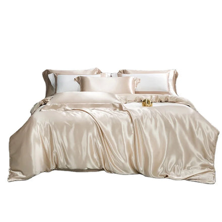 Pure 6A Mulberry Silk 100% Silk 300tc Cooling Custom European Style Bedding Set with Flat Sheet and Duvet Cover Hand Wash