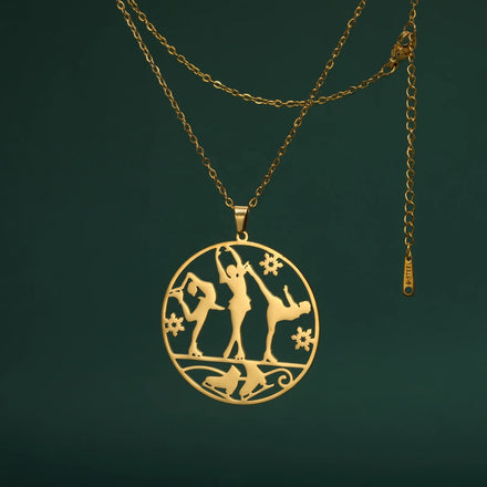 Skate Necklace for Woman Men Ice Ballet Skating Sports Hollow Pendant Chain Stainless Steel Jewelry Accessories Gift