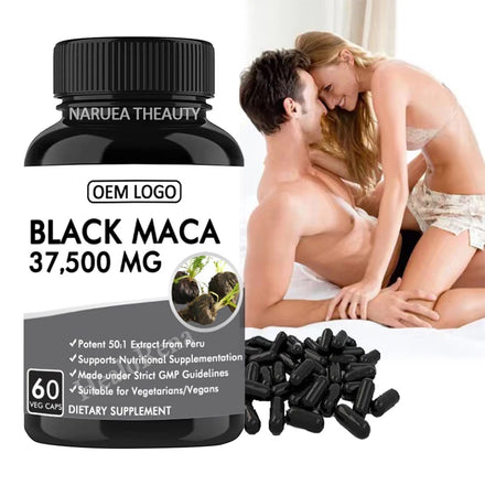 OEM Black Maca 37500mg From Peru Energy Booster Endurance Boost Maca Capsules