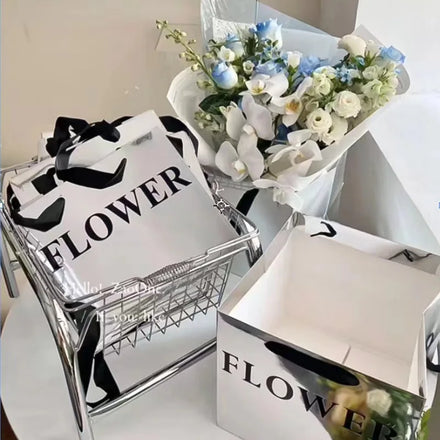 Fashion Luxury Flower Paper Bag Square Large Paper Bag Packaging Custom Coeat Shopping Paper Bag
