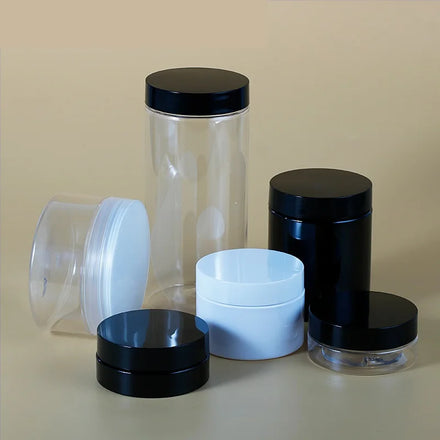 Wholesale Food Packaging 120ml 150ml 200ml 250ml 300ml 500ml Amber Black for PET Plastic Jars White/Black Screw Cap Lid