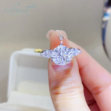 Silver 925 Original 4 Carat Brilliant Cut Diamond Test Past D Color Moissanite Wedding Ring for Women Real Gemstone Jewelry
