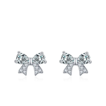 New Arrival Bow Stud Earrings Sterling Silver 925 Jewellery Cubic Zirconia Classic Daily Fine Jewelry Earrings for Women