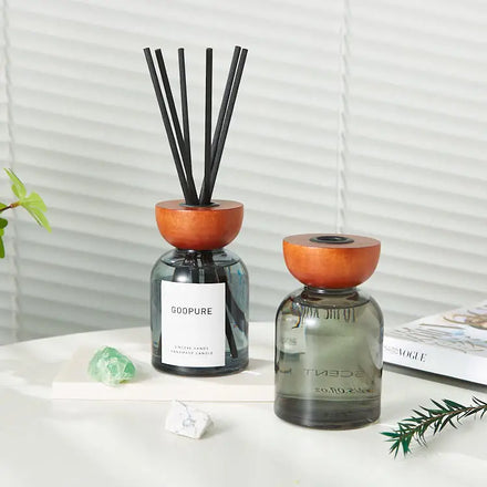 Perfume Reed Diffuser Bottle 4oz Empty Grey Essential Oil Bottles Glass Jar With Black Sticks